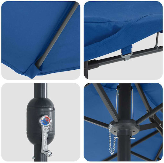 Aluminum Garden Parasol Blue 3.85x2.09xHeight 2.44m