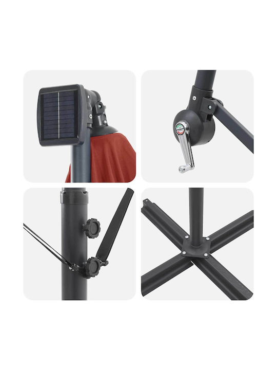 Umbrelă Suspendată Din Aluminiu Portocalie 2.94x2.94xÎnălțime 2.48m