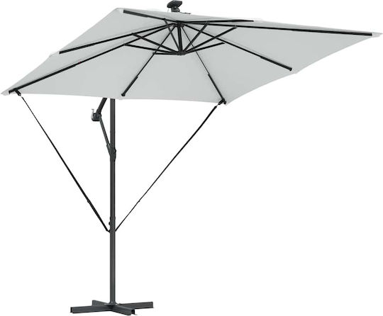 Hanging Aluminum Garden Parasol Beige 2.49x2.49xHeight 2.5m