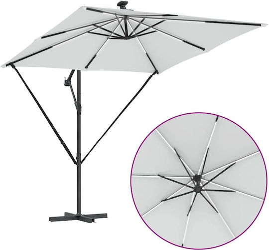 Hanging Aluminum Garden Parasol Beige 2.49x2.49xHeight 2.5m