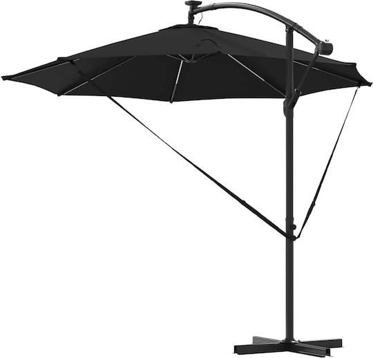 Hängender Aluminium Garten- und Terrassen-Sonnenschirm Schwarz 2,94x2,94xHöhe 2,48 m