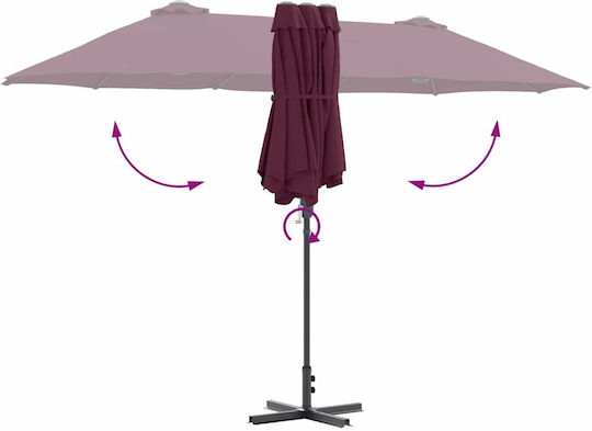Aluminium Burgundische Garten- und Terrassen-Sonnenschirm 3,8x1,96xHöhe 2,35 m