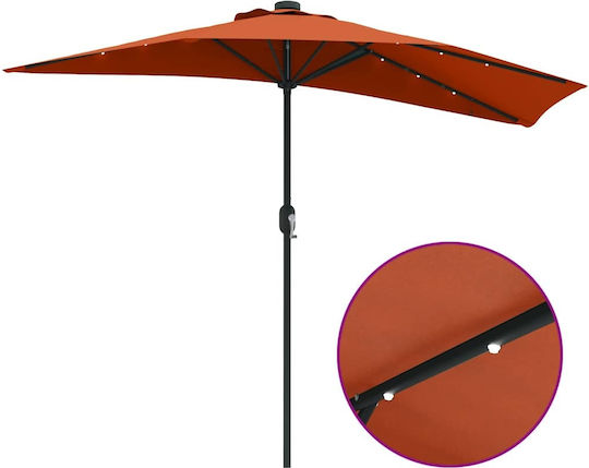 Hängender Aluminium-Garten- und Terrassen-Sonnenschirm Orange 2,94x1,5xHöhe 2,24 m