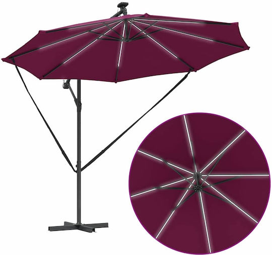 Hanging Aluminum Burgundy Garden & Terrace Parasol 2.94x2.94xHeight 2.48m
