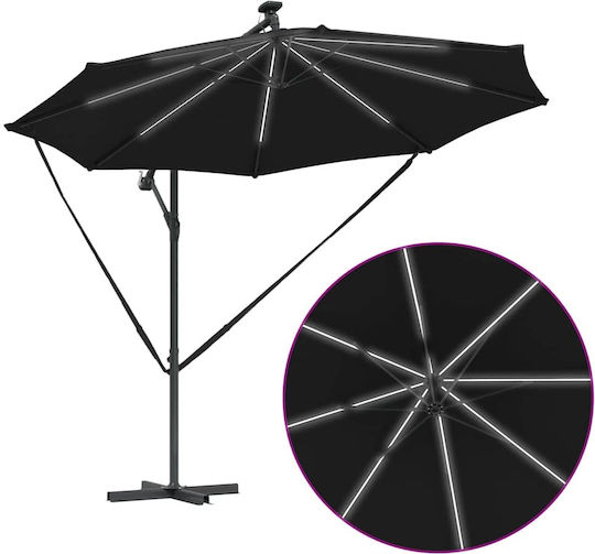 Hängender Aluminium Garten- und Terrassen-Sonnenschirm Schwarz 2,94x2,94xHöhe 2,48 m