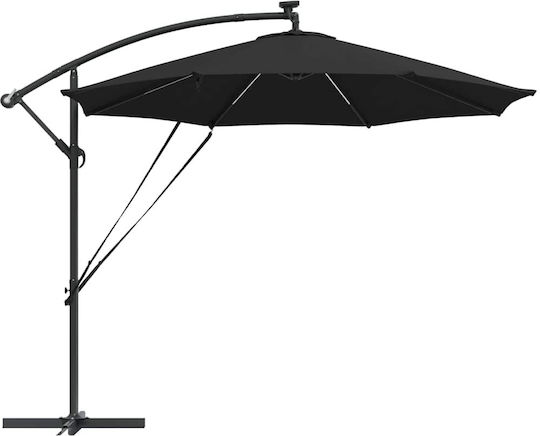 Hängender Aluminium Garten- und Terrassen-Sonnenschirm Schwarz 2,94x2,94xHöhe 2,48 m