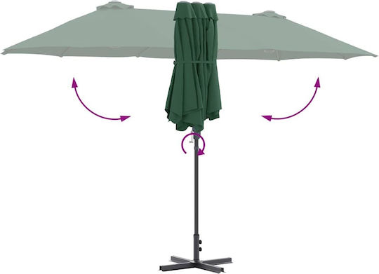 Aluminium Garten- und Terrassen-Sonnenschirm Grüne 3,8x1,96xHöhe 2,35 m