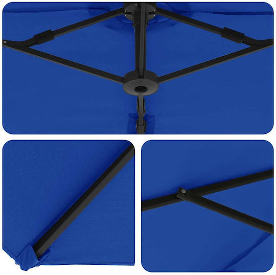 Garten- und Terrassen-Sonnenschirm Metall Blau 3.72x1.98xHöhe 2.53m