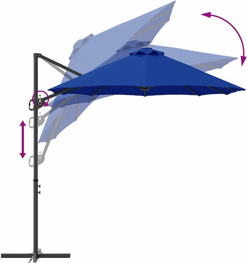 Garten- und Terrassen-Sonnenschirm Metall Blau 3.72x1.98xHöhe 2.53m