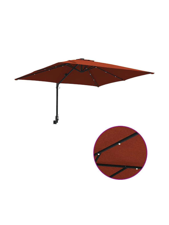 Umbrella Floor Aluminum Orange with LED Lighting 2.48x2.47m