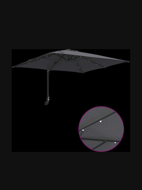Umbrella Floor Aluminum Gray with LED Lighting 2.48x2.47m