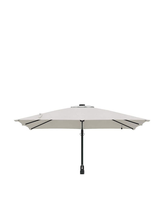 Umbrella Floor Aluminum Beige with LED Lighting 2.48x2.47m
