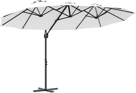 Garten & Terrassen Sonnenschirm Bodenständer Metall Beige 3.72x1.98m