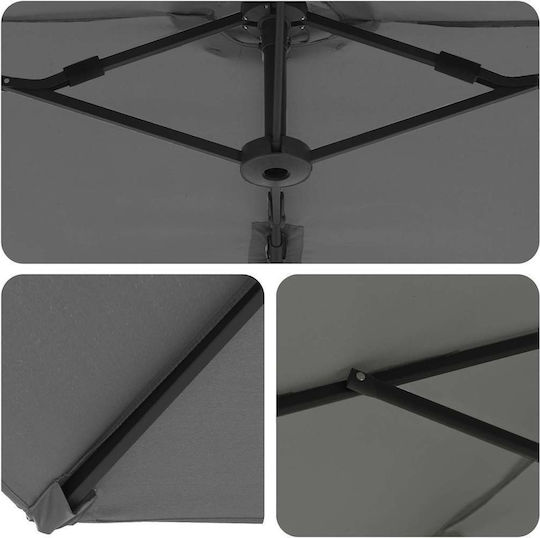 Metallischer Grauer Garten- und Terrassen-Sonnenschirm 3.72x1.98xH2.53m