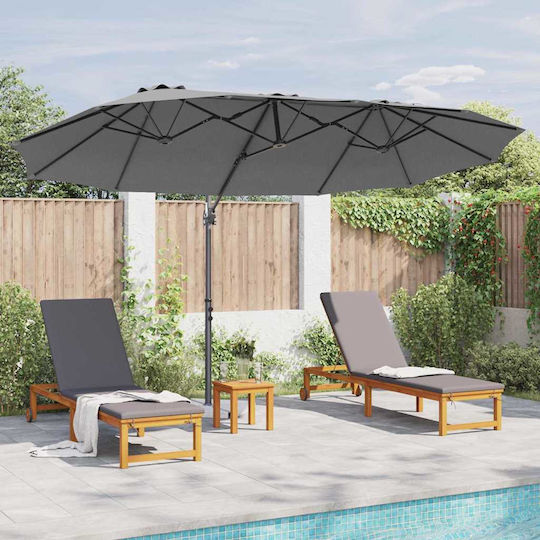 Metallischer Grauer Garten- und Terrassen-Sonnenschirm 3.72x1.98xH2.53m