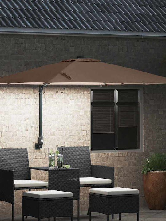Umbrella Floor Aluminum Brown with LED Lighting 2.48x2.47m