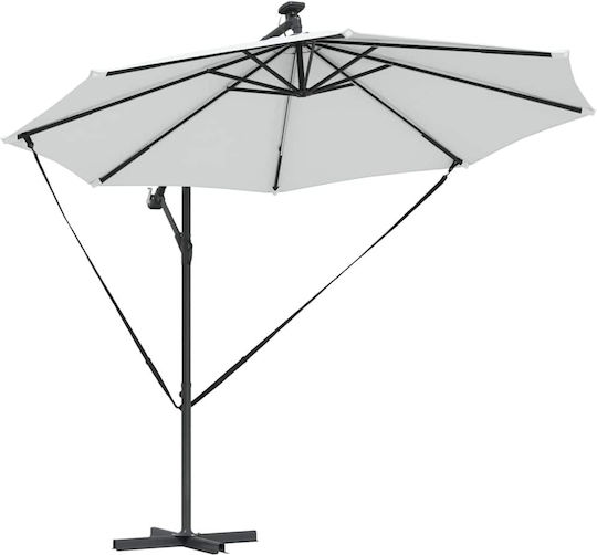 Garten & Terrassen Sonnenschirm Bodenständer Aluminium Beige mit LED-Beleuchtung 2.94x2.94m