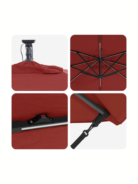 Hängender Aluminium-Garten- und Terrassen-Sonnenschirm Orange 2,94x2,94xHöhe 2,5 m