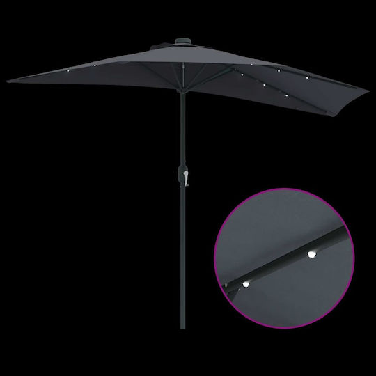 Garten- und Terrassen-Sonnenschirm Hängend Aluminium Grau 2.94x1.5xHöhe 2.24m