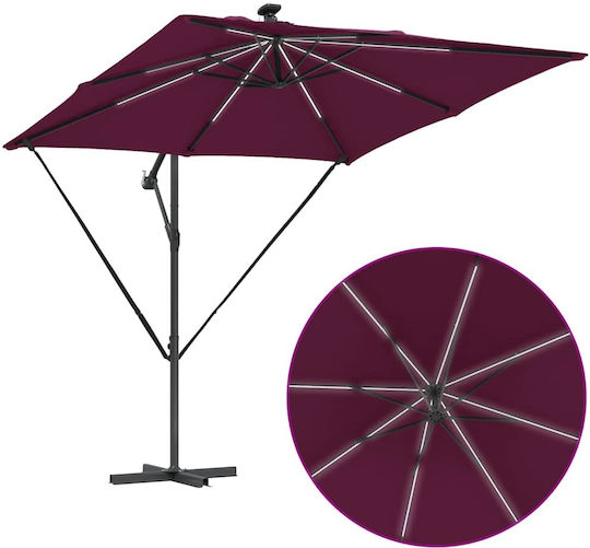 Hanging Aluminum Burgundy Garden & Terrace Parasol 2.94x2.94xHeight 2.5m