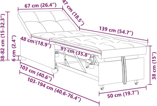 Armchair Bed Red 191x67x82cm