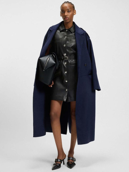 Mini Shirt Dress Leather Black