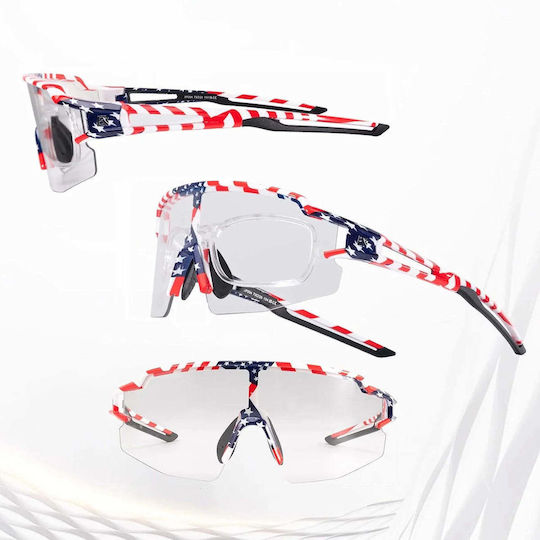Rockbros Cycling Glasses with White Frame & Photochromic Lenses