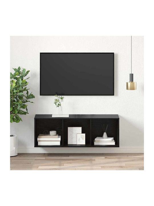 Wall Living Room Cabinet made of Particle Board Black Oak 37x37x107cm