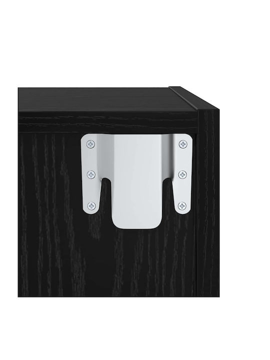 Wall Living Room Cabinet made of Particle Board Black Oak 37x37x107cm