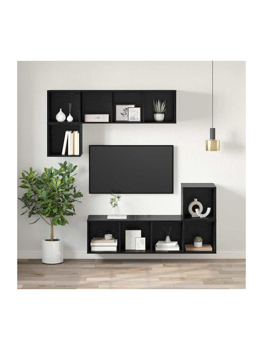 Wall Living Room Cabinet made of Particle Board Black Oak 37x37x107cm