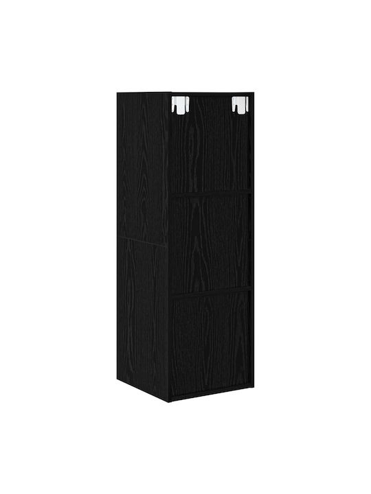 Wall Living Room Cabinet made of Particle Board Black Oak 37x37x107cm