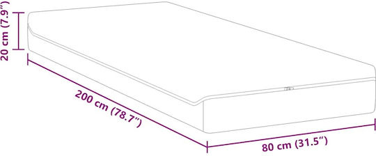 vidaXL Единичен Анатомичен Матрак 80x200x20см