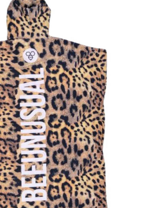 Bee. Unusual. Jaguar Beach Poncho Made Of Brown Microfiber