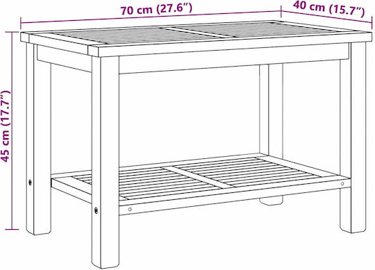 Sitting Room Table for Small Outdoor Spaces from Teak Brown 70x40x45cm