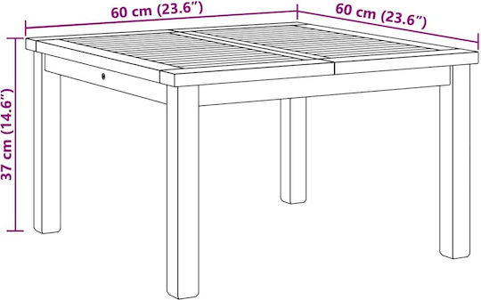 Sitting Room Table for Small Outdoor Spaces made of Teak Brown 60x60x36cm