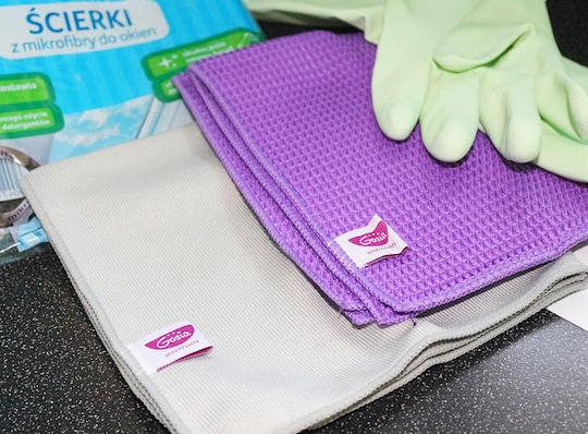 Gosia Cleaning Cloths with Microfibers for Windows Purple 38x38cm 2pcs