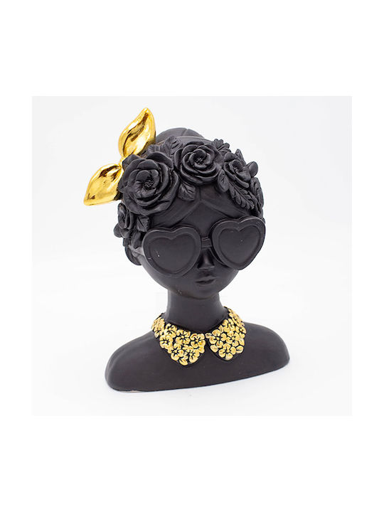 Table Decorative Woman Polyresin Black-Gold 14.5x10.5x20cm