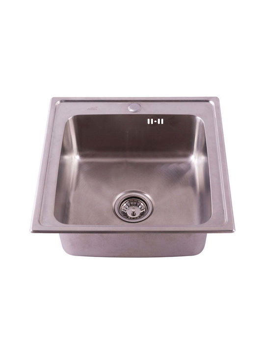 Inter Ceramic Ένθετος Νεροχύτης Inox Σατινέ Μ50xΠ50cm Ασημί