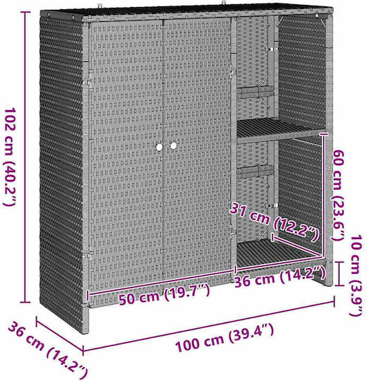 Δίφυλλη Ντουλάπα Πλαστική 100x36x102εκ.