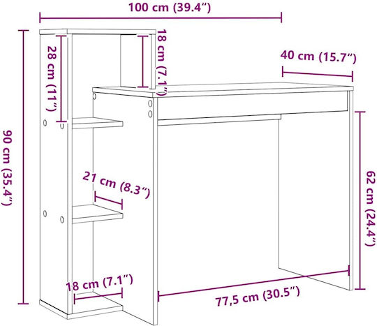 Computer Büro Holz Schwarz 100x40x90cm