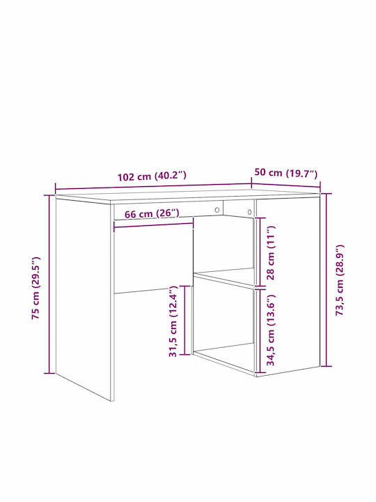Birou Din Lemn Alb 90x50x75cm