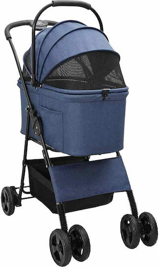 vidaXL Waterproof Dog/Cat Carrying Blue Stroller for 7.2kg Pets L99xW81xH47cm