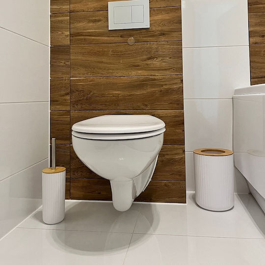Set Accesorii Pentru Baie Din Bambus Alb 6 Bucăți