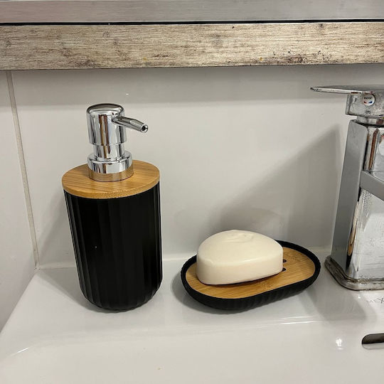 Set Accesorii Pentru Baie Din Bambus Negru 6 Bucăți