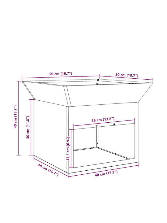 vidaXL Kamin Draußen Metallisch Schwarz 50x50x40cm