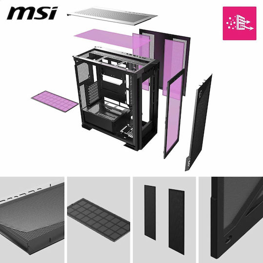 MSI MPG VELOX 300R AIRFLOW PZ Gaming Midi Tower Κουτί Υπολογιστή με ARGB Φωτισμό Μαύρο
