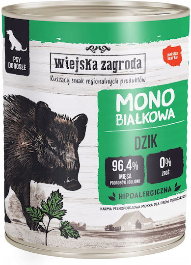 Wiejska Zagroda Wet Food Dogs in Cans with Wild Boar, Meat, Vegetables, Salmon and Potatoes Grain-Free 400gr