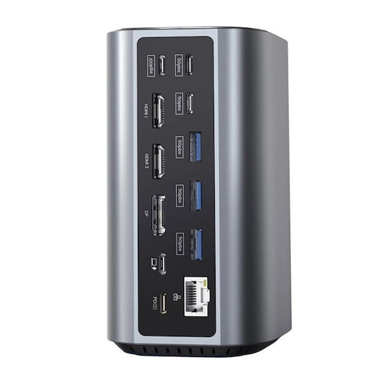 BlitzWolf USB-C Docking Station with HDMI/DisplayPort 4K PD Ethernet and Support for 3 Monitors Gray (BW-TH15)