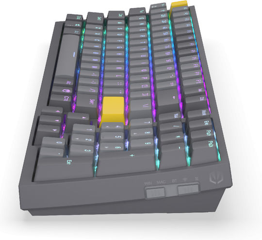 Endorfy EY5A124 Ασύρματο Gaming Μηχανικό Πληκτρολόγιο με Gateron Yellow διακόπτες και RGB φωτισμό (Αγγλικό US) Γκρι