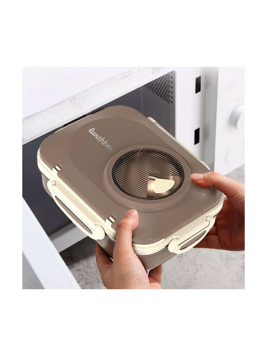 Uncle George Microwave Plastic Lunch Box Beige 1300ml